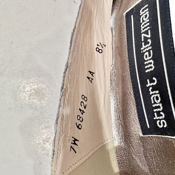 Stuart Weitzman "Fortuny” Pewter Lame High‎ Heel Pumps Shoes Womens 8.5 AA - Picture 12 of 16